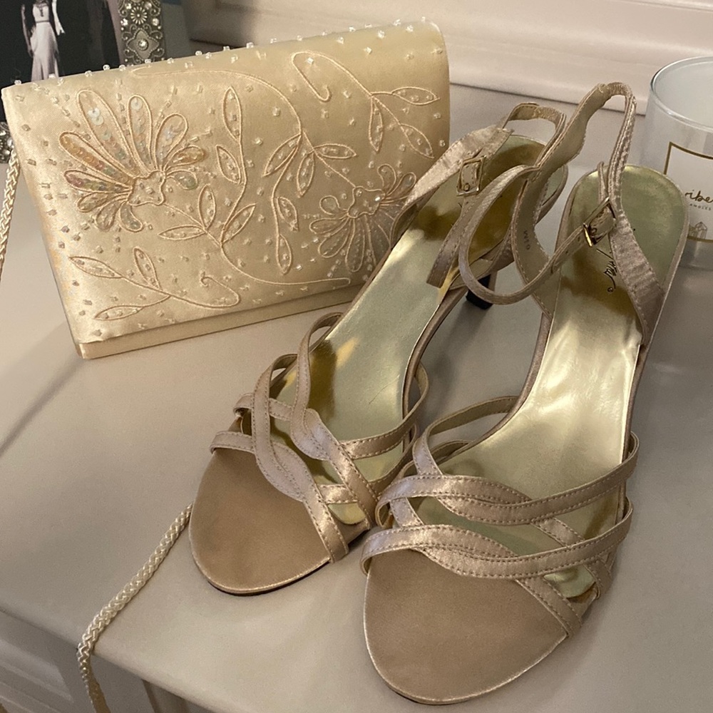 Champagne formal shoes AND matching purse
